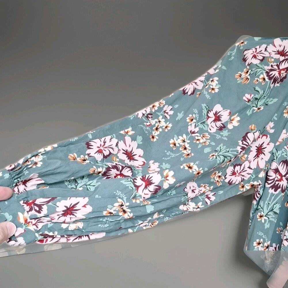 Olivia James The Label Women's Lydia Dress Size Large Teal Floral w/Pockets - Picture 5 of 8